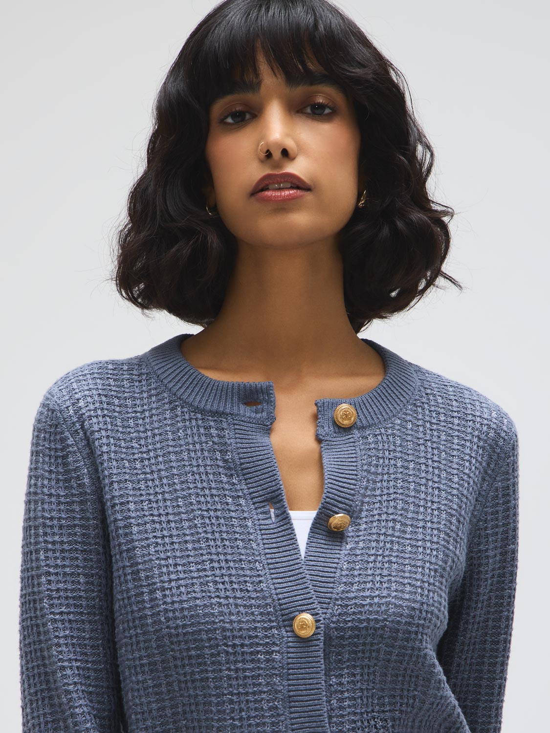 Gilet boutonné en mélange de coton