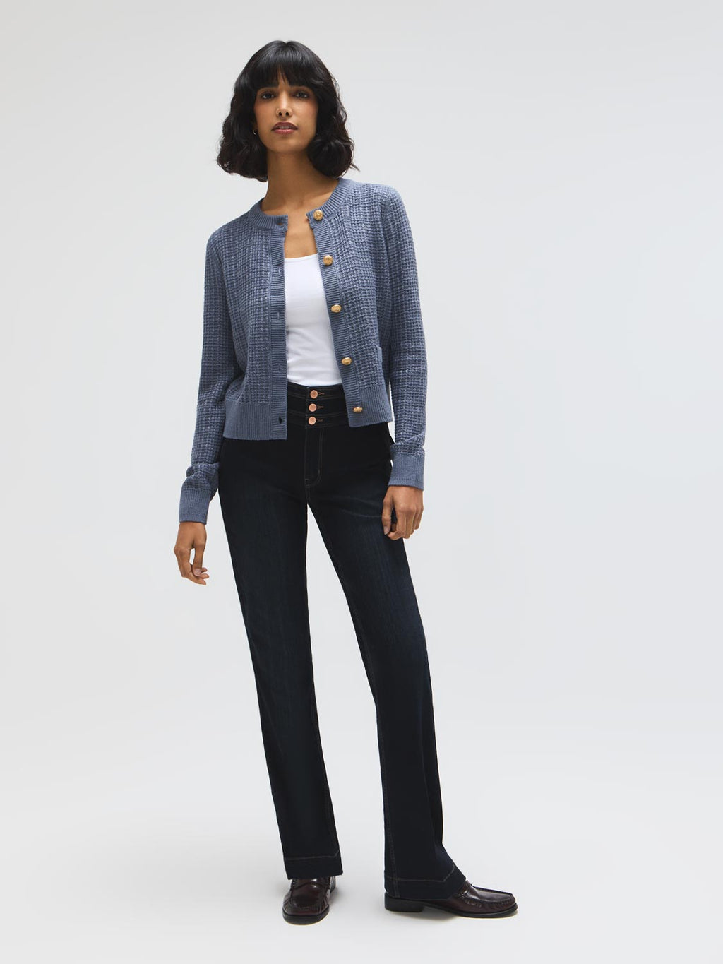 Gilet boutonné en mélange de coton