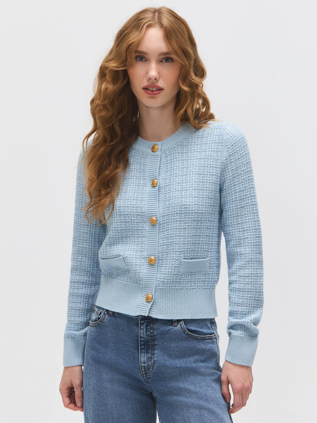 Gilet boutonné en mélange de coton