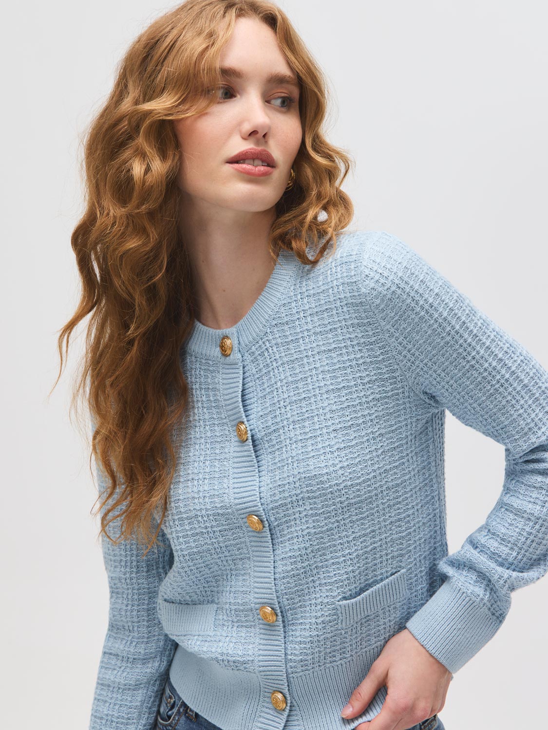 Gilet boutonné en mélange de coton