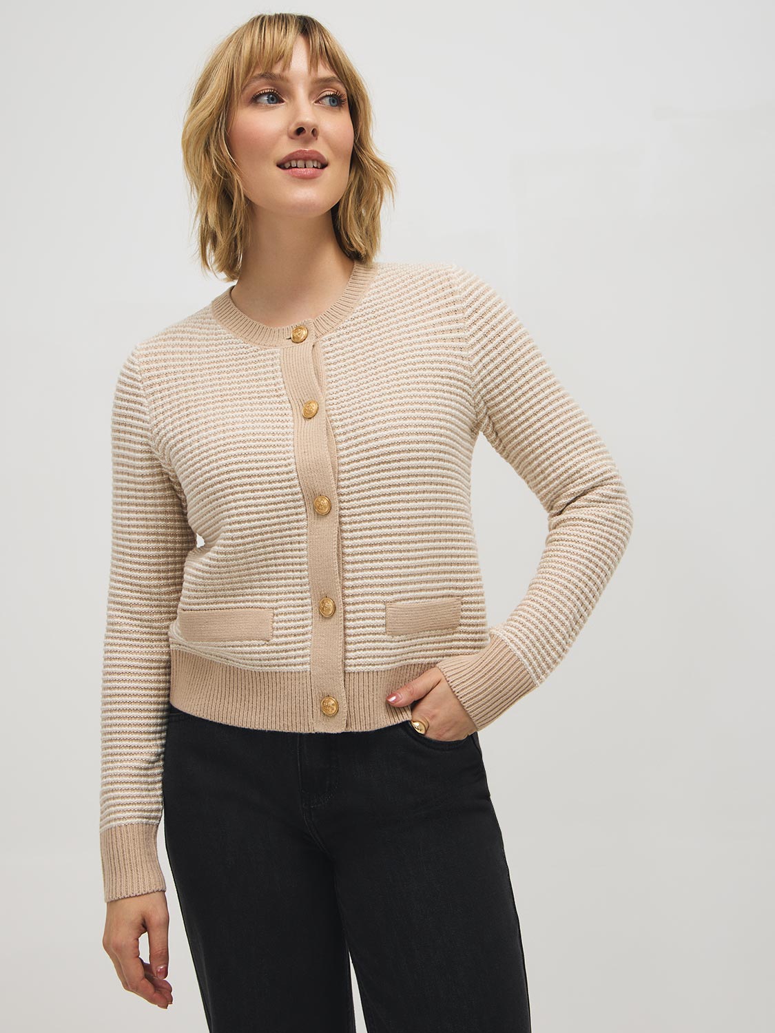 Cardigan boutonné en tweed