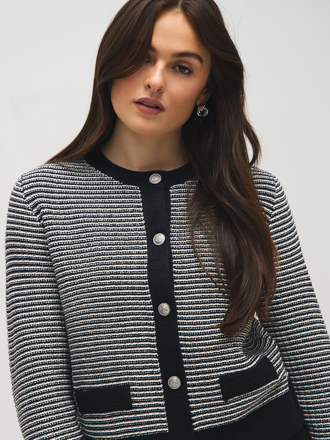 Cardigan boutonné en tweed