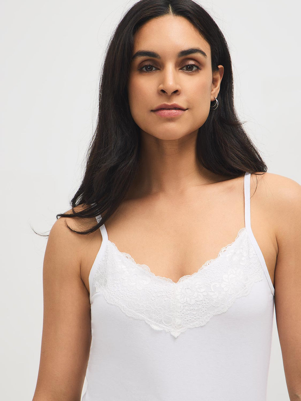 Débardeur en coton mélangé avec bordure en dentelle