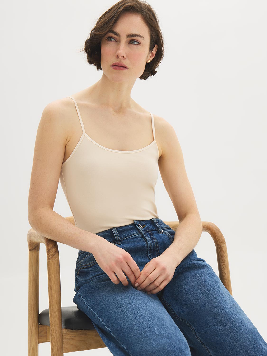 Débardeur en mélange de coton à encolure dégagée