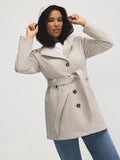 Trench-coat mi-long à capuche