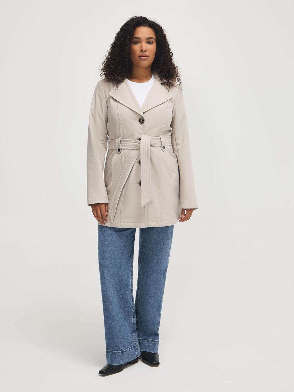 Trench-coat mi-long à capuche