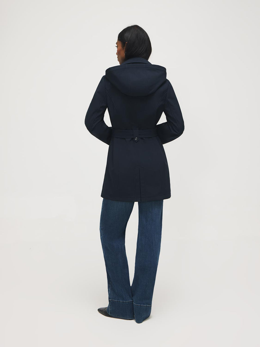 Trench-coat mi-long à capuche