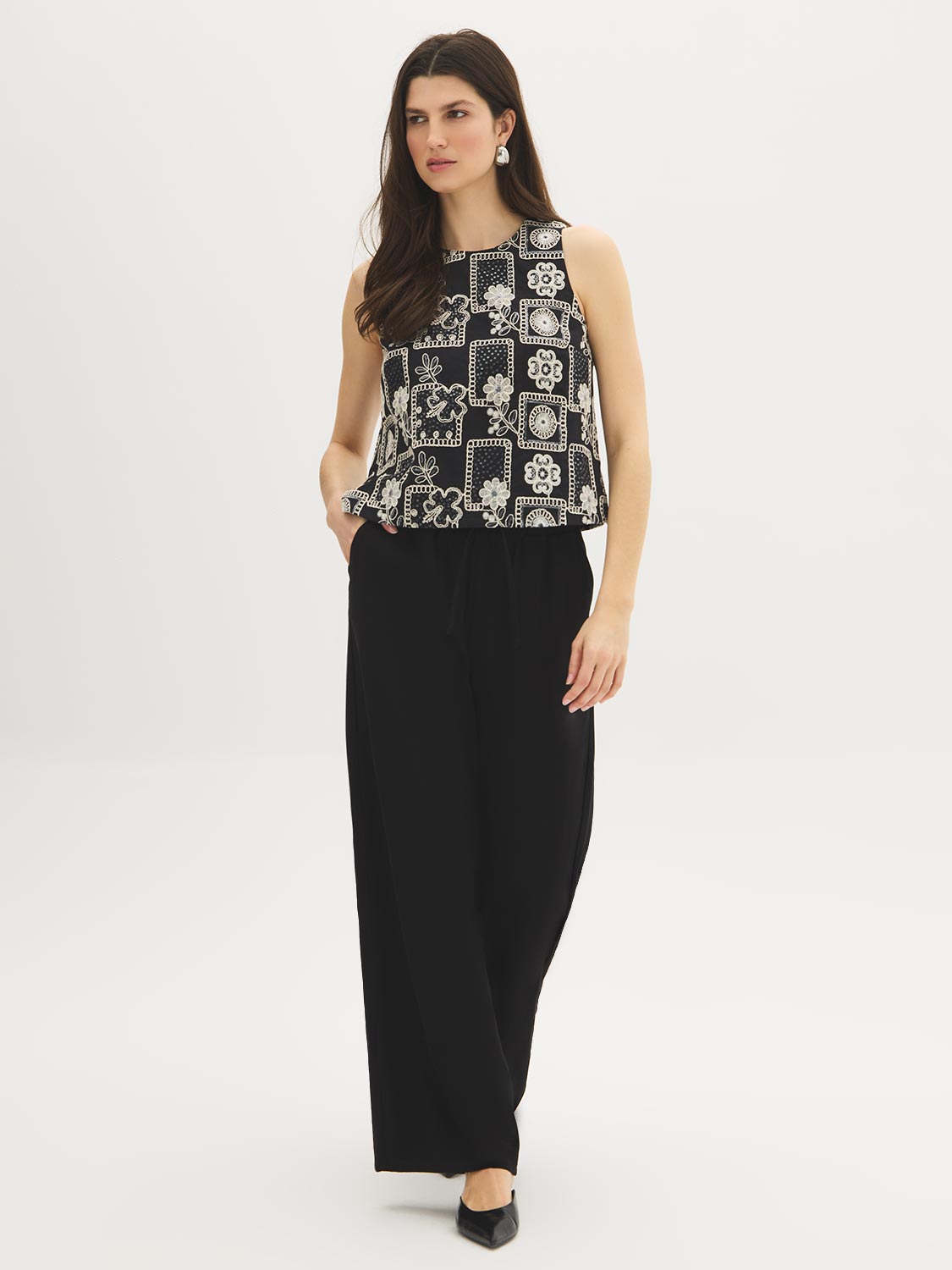 Débardeur en coton brodé de sequins
