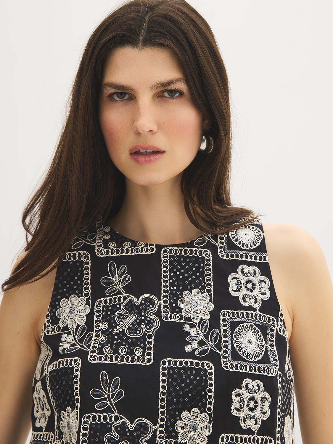 Débardeur en coton brodé de sequins