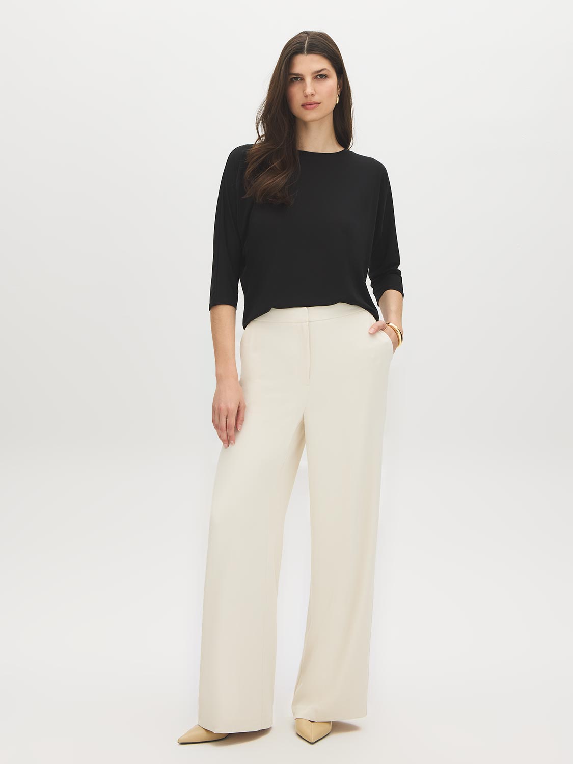 Pantalon large taille haute