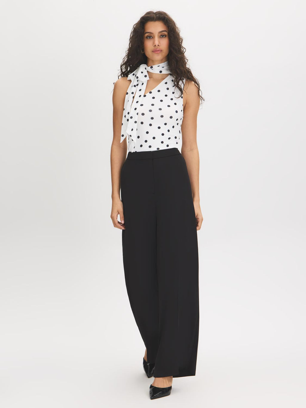 Pantalon large taille haute