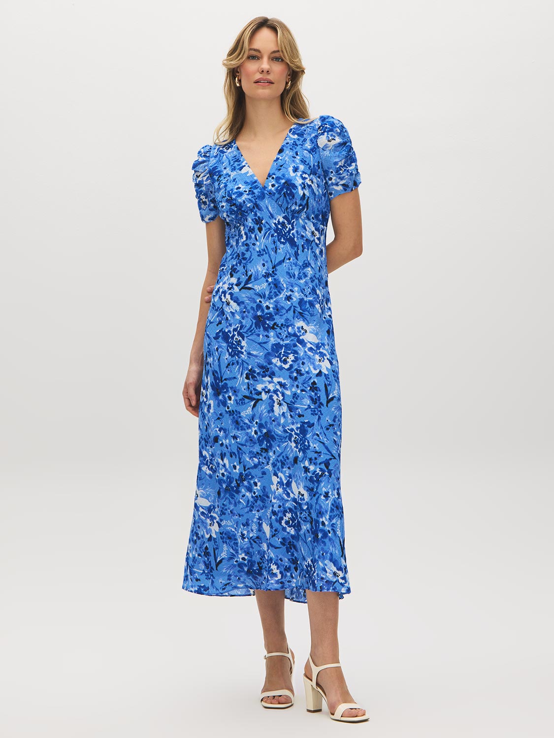 Robe midi à imprimé floral texturé