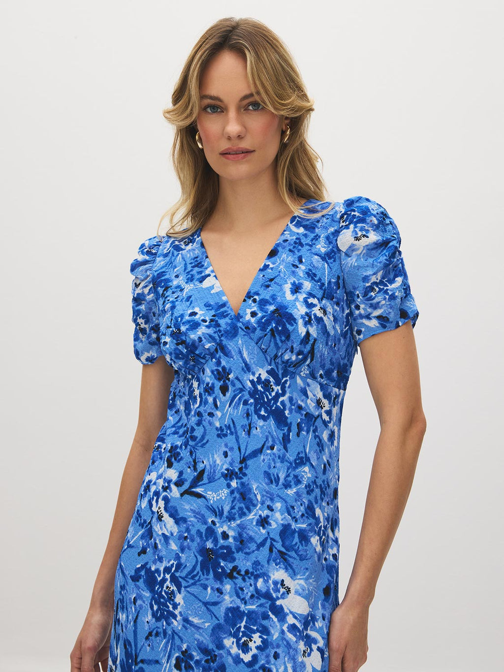 Robe midi à imprimé floral texturé