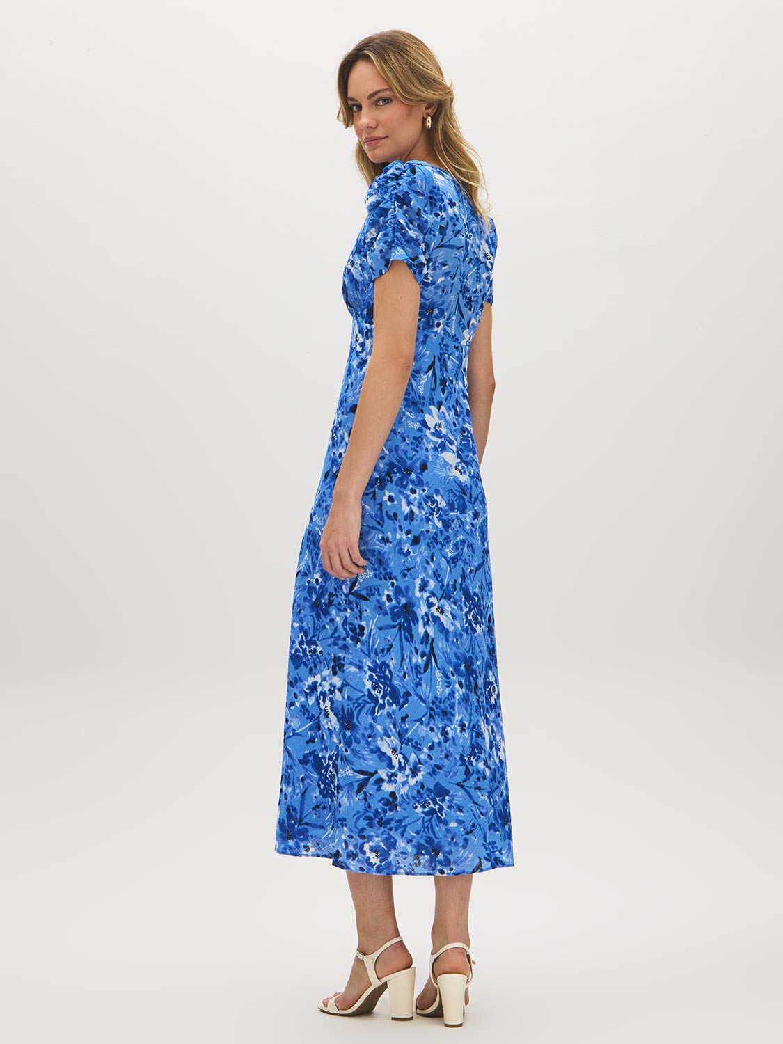 Robe midi à imprimé floral texturé