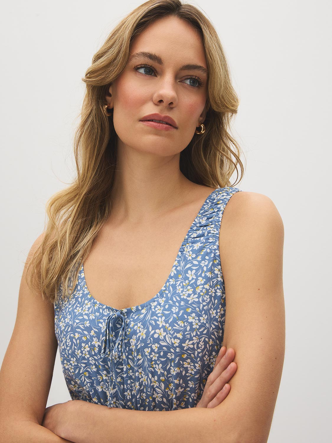 Robe midi étagée imprimée