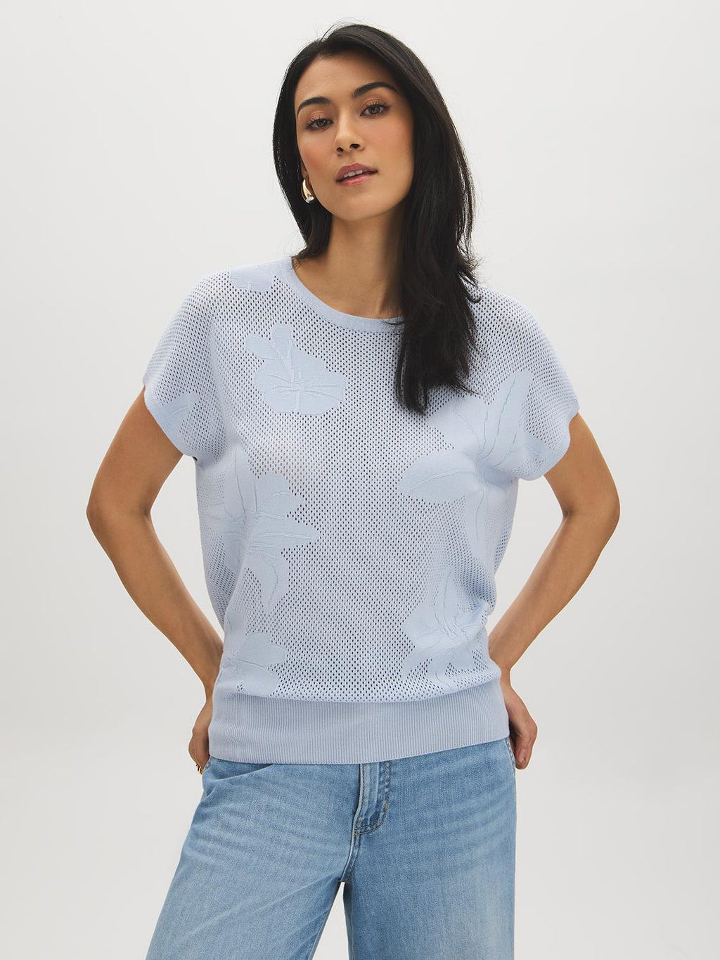 Haut en crochet à manches courtes