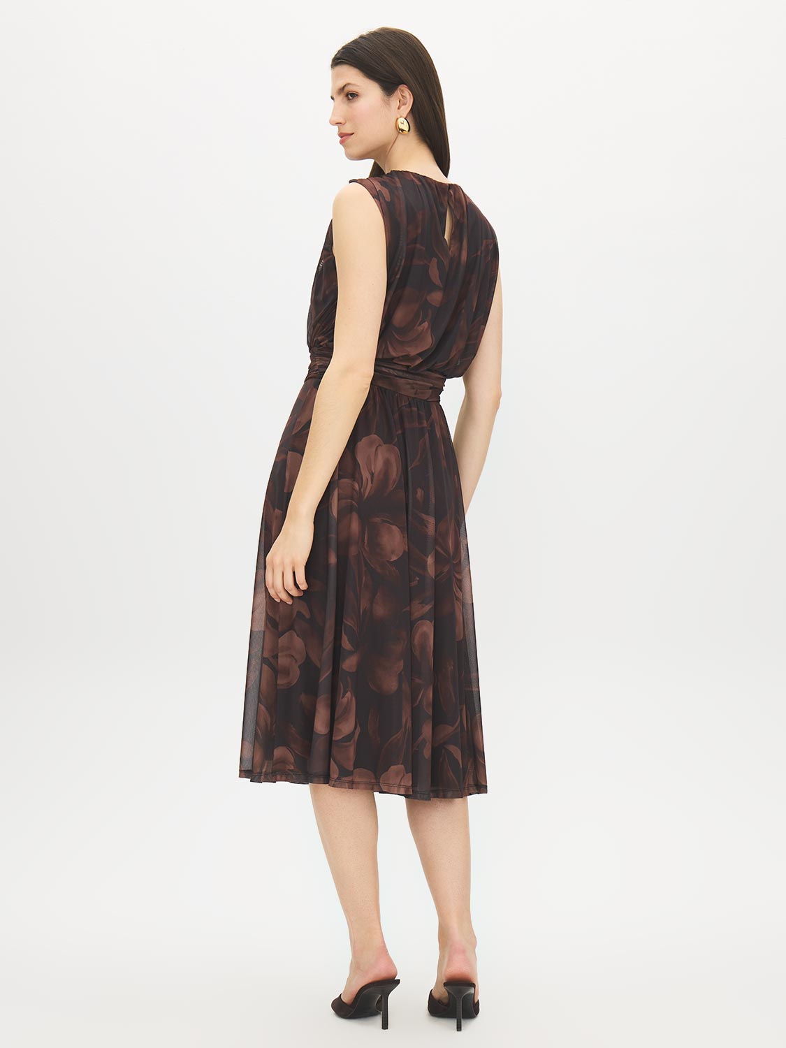 Robe Ceinturée en Maille Imprimée Fleurie