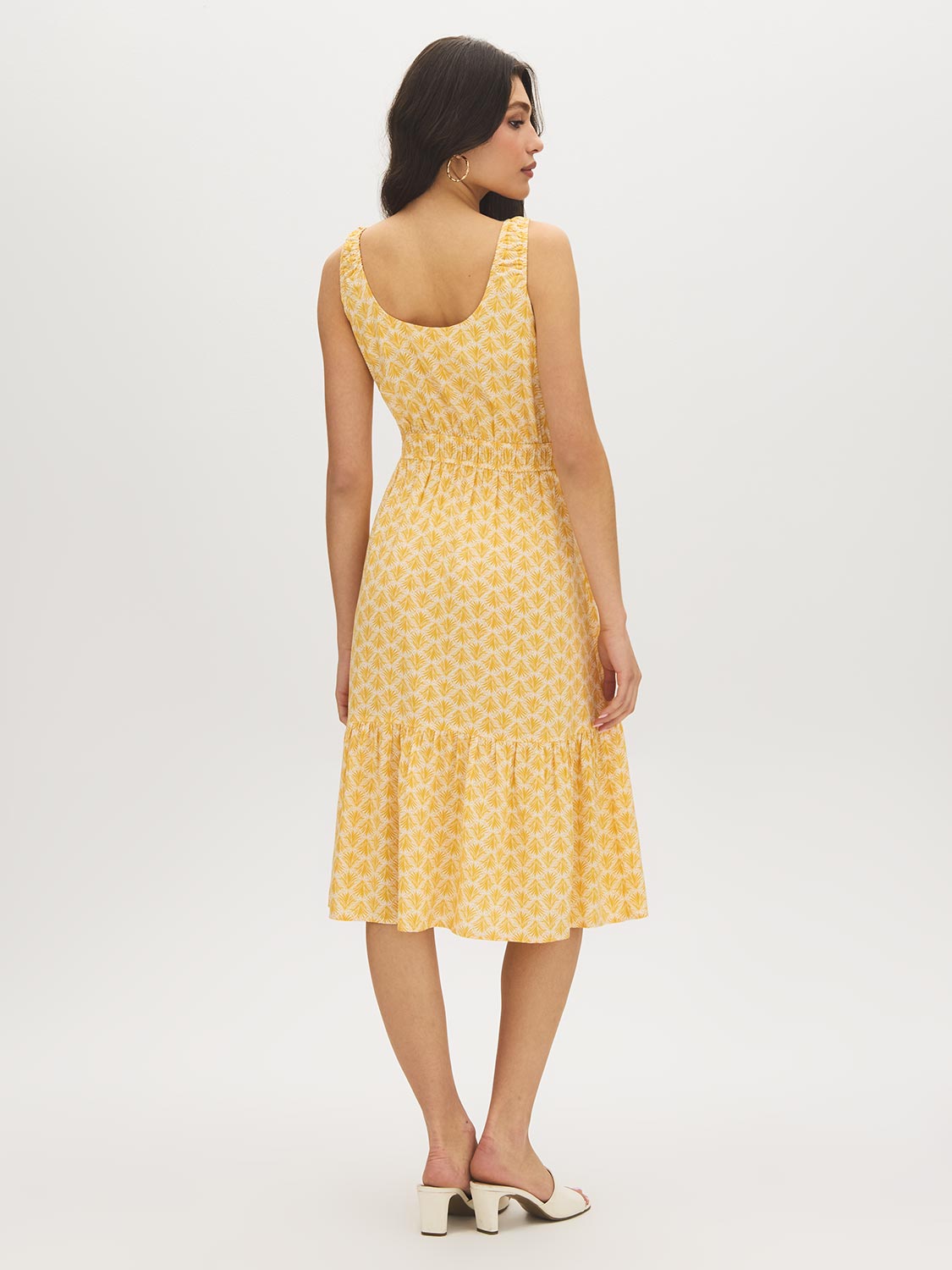 Robe mi-longue étagée à imprimé coquillages