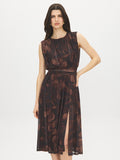 Robe Ceinturée en Maille Imprimée Fleurie