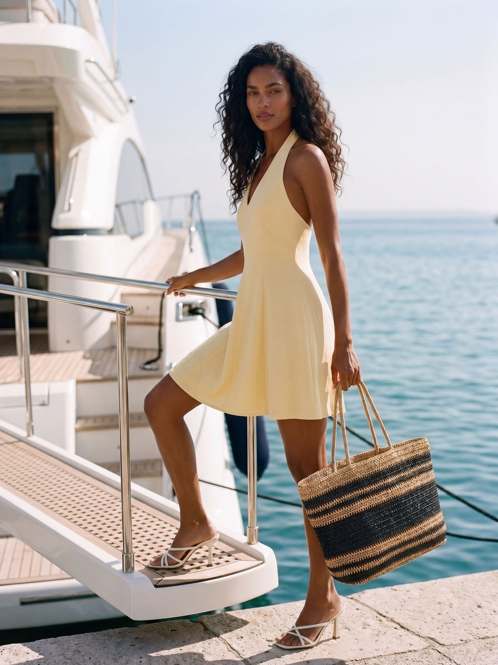 Mini-robe licou à décolleté en V