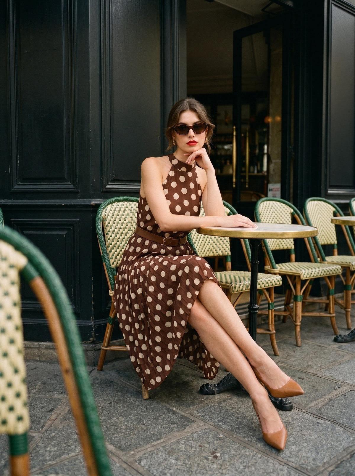 Robe licou à pois