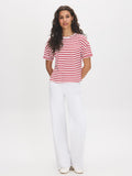 T-shirt col rond en coton rayé
