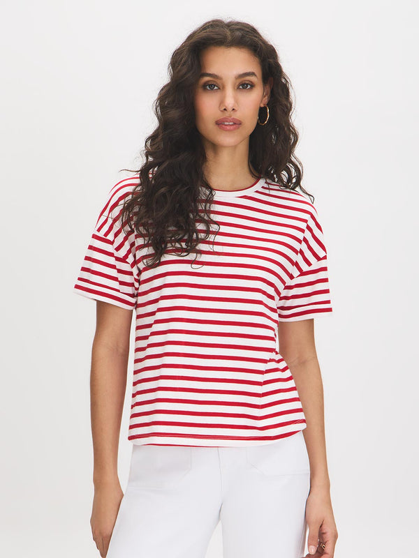T-shirt col rond en coton rayé