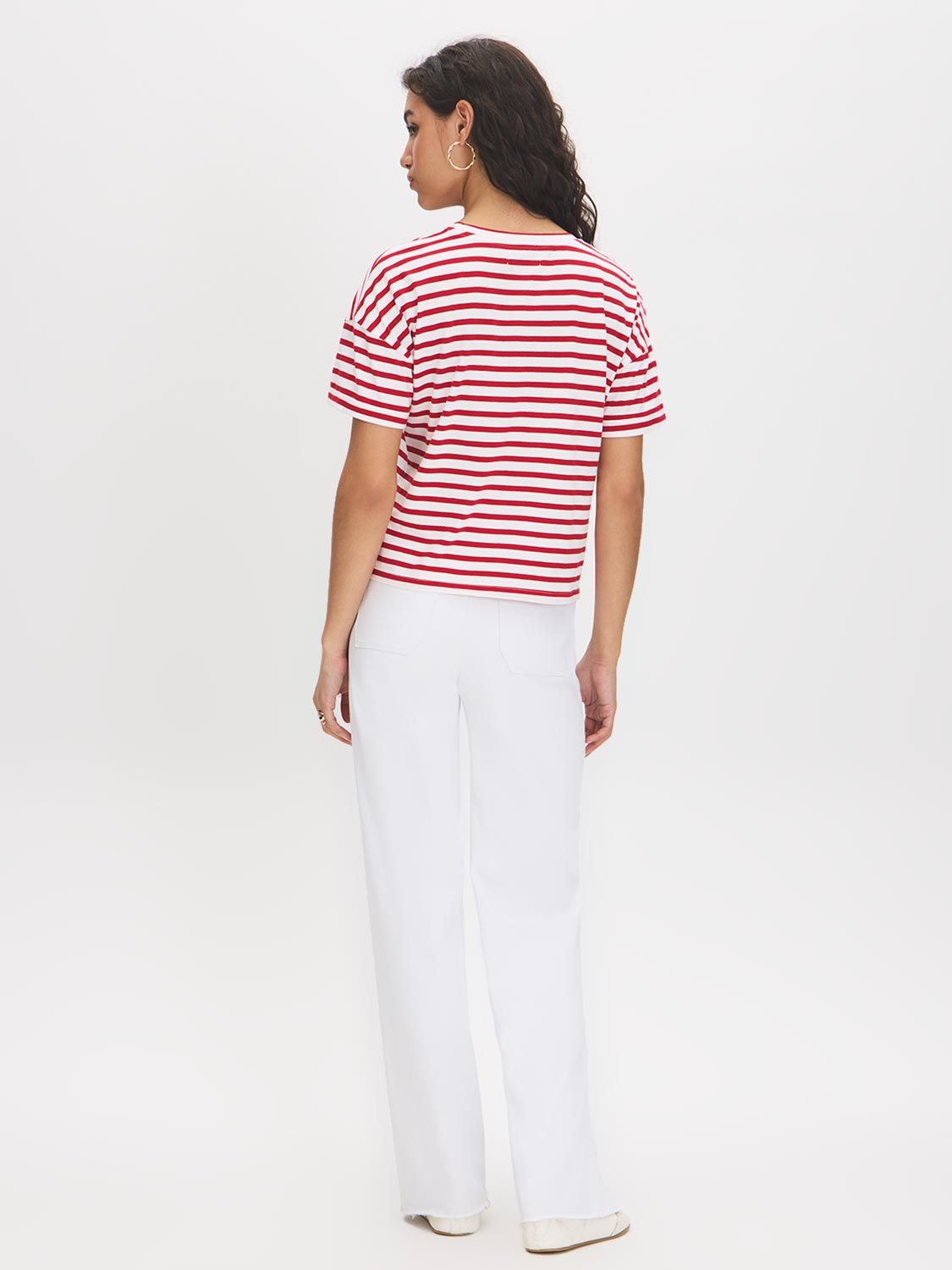 T-shirt col rond en coton rayé
